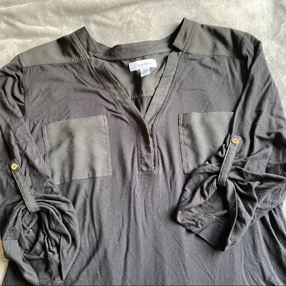 Black Calvin Klein Long Sleeve Button Down